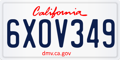 CA license plate 6XOV349