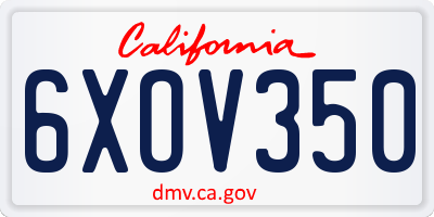 CA license plate 6XOV350