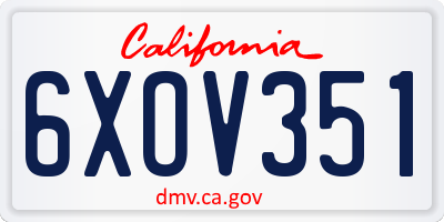 CA license plate 6XOV351