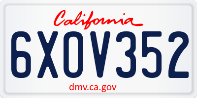 CA license plate 6XOV352