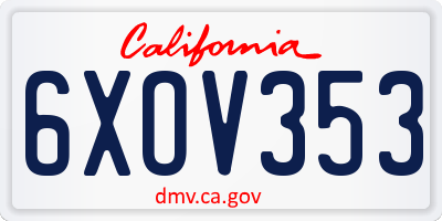 CA license plate 6XOV353