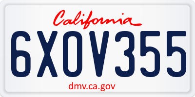CA license plate 6XOV355