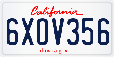 CA license plate 6XOV356
