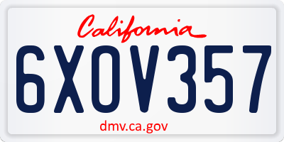 CA license plate 6XOV357