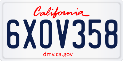 CA license plate 6XOV358