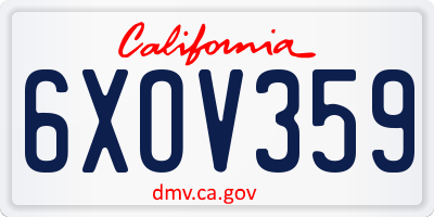 CA license plate 6XOV359