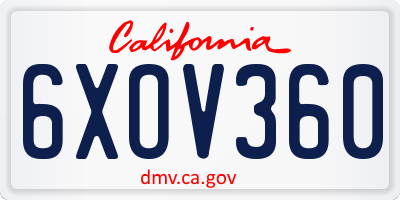 CA license plate 6XOV360