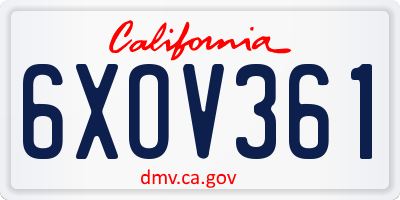 CA license plate 6XOV361