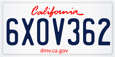 CA license plate 6XOV362