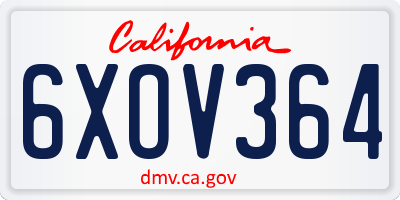 CA license plate 6XOV364
