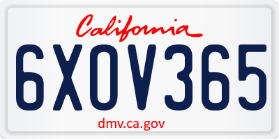 CA license plate 6XOV365