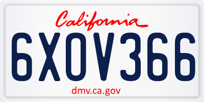 CA license plate 6XOV366