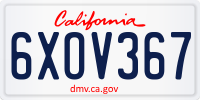 CA license plate 6XOV367