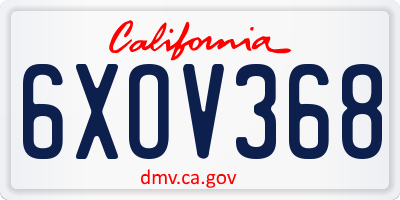 CA license plate 6XOV368