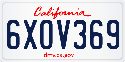 CA license plate 6XOV369