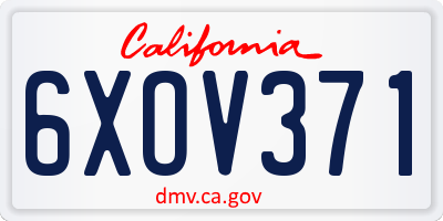 CA license plate 6XOV371
