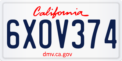 CA license plate 6XOV374