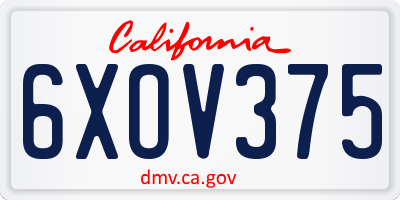 CA license plate 6XOV375