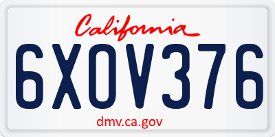 CA license plate 6XOV376