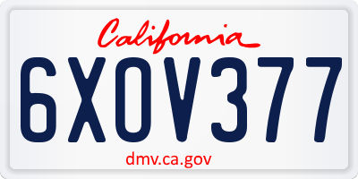 CA license plate 6XOV377