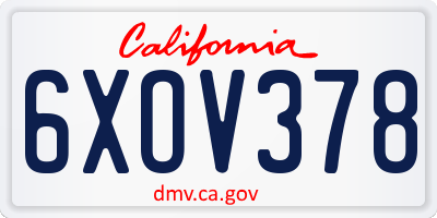 CA license plate 6XOV378