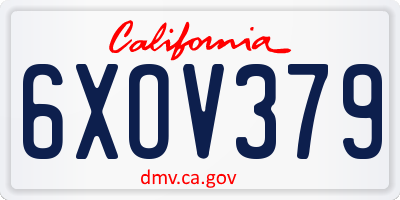 CA license plate 6XOV379