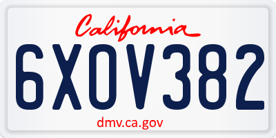 CA license plate 6XOV382