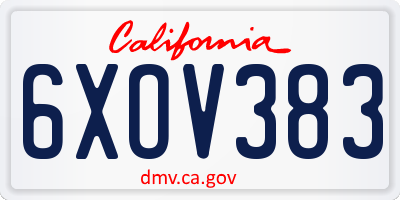 CA license plate 6XOV383