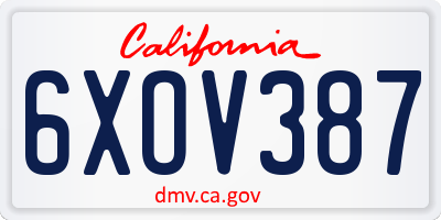 CA license plate 6XOV387