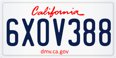CA license plate 6XOV388