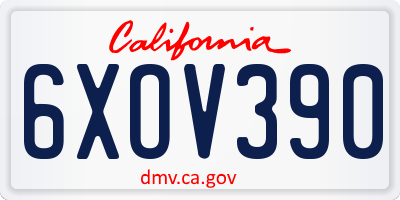 CA license plate 6XOV390