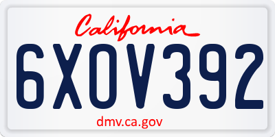CA license plate 6XOV392