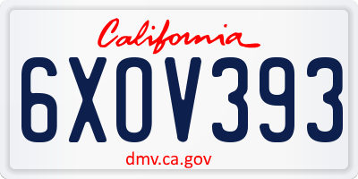 CA license plate 6XOV393