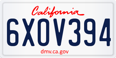CA license plate 6XOV394