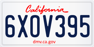 CA license plate 6XOV395