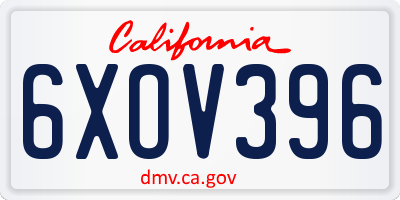 CA license plate 6XOV396
