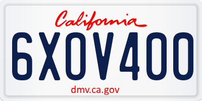CA license plate 6XOV400