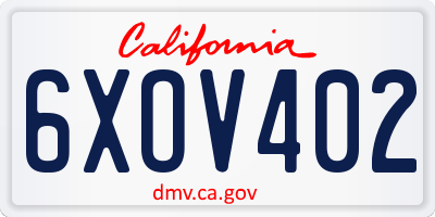CA license plate 6XOV402