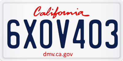 CA license plate 6XOV403