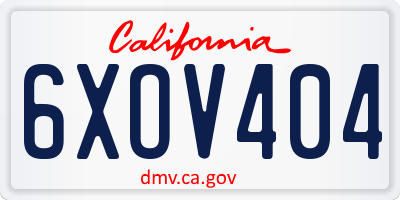 CA license plate 6XOV404