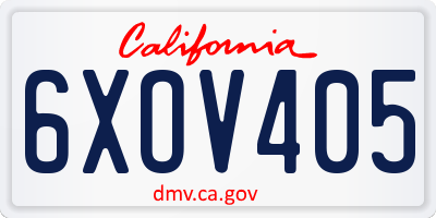 CA license plate 6XOV405