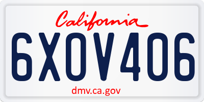 CA license plate 6XOV406