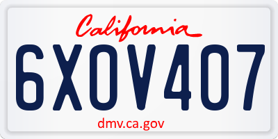 CA license plate 6XOV407