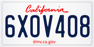 CA license plate 6XOV408
