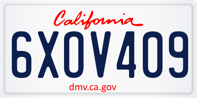 CA license plate 6XOV409