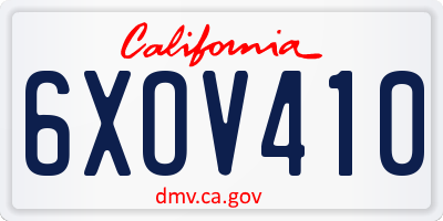 CA license plate 6XOV410