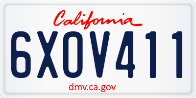 CA license plate 6XOV411