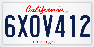 CA license plate 6XOV412