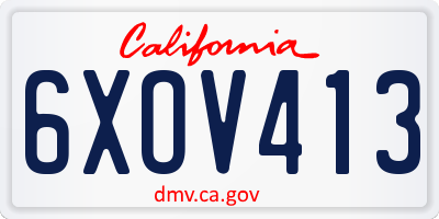 CA license plate 6XOV413