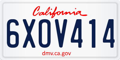 CA license plate 6XOV414